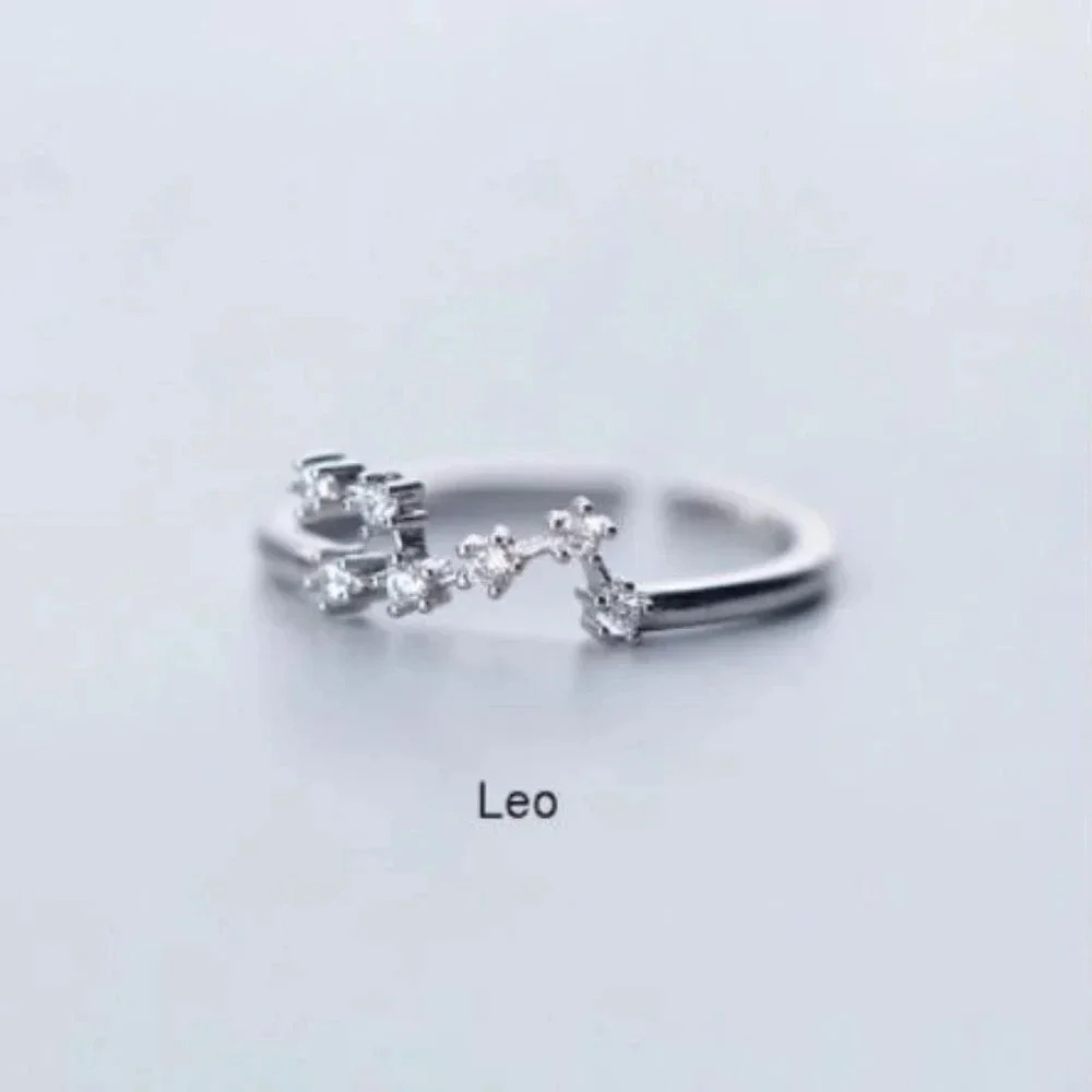 NEW 925 Sterling Silver Zodiac Resizable Ring-Leo